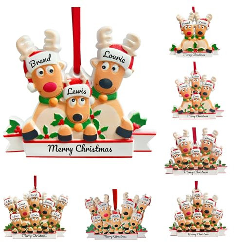 Personalisierte Familie Name Weihnachten Ornamente Baumkugel Dekoration Ornament Weihnachten Hirsch Familie 2024 Weihnachten Urlaub Dekorationen