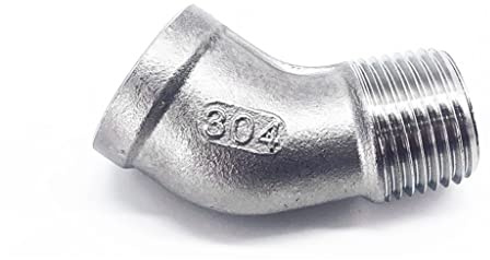 MOZTO 1 Pz BSP Femmina A Maschio 45 Gradi Connettore A Gomito, Accoppiatore in Acciaio Inox 304 Raccordo 1/4 3/8 1/2 3/4 1 1-1/4 1-1/2 2 (Size : 1/4)