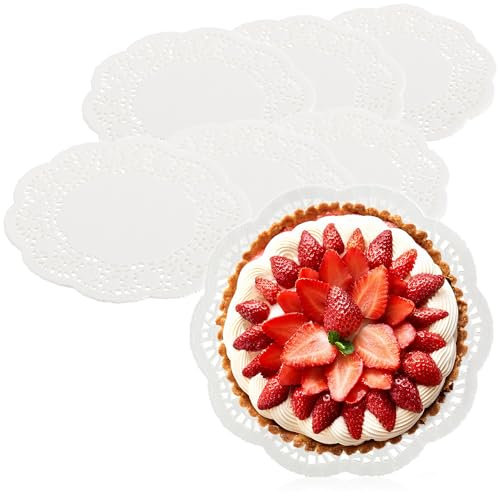 com-four® 120x Tortenunterlage - Tortenspitzen als Unterlage zum Dekorieren und Servieren - Tortenteller aus Papier klein - Getränkeuntersetzer (120 Stück - Ø 16.5cm)