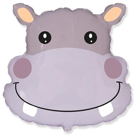 Hippo Nilpferdkopf ca. 56 cm x 56 cm Luftballons Folienballon Party Dekoration Geburtstag