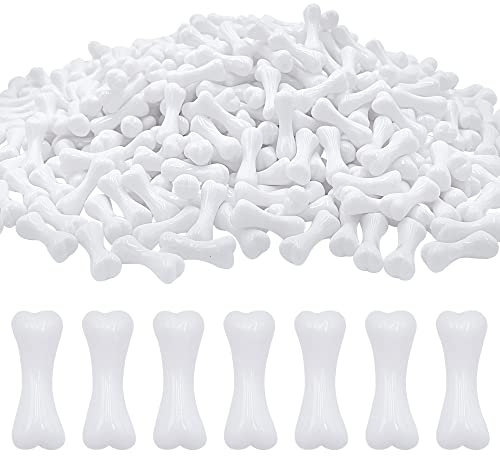 XIPEGPA 400 Stück Mini-Skelettknochen, Kunststoffknochen, weiße künstliche Knochen, kleine Miniatur-Knochen für Bastelarbeiten, Dekoration, Skelett, Kostümzubehör