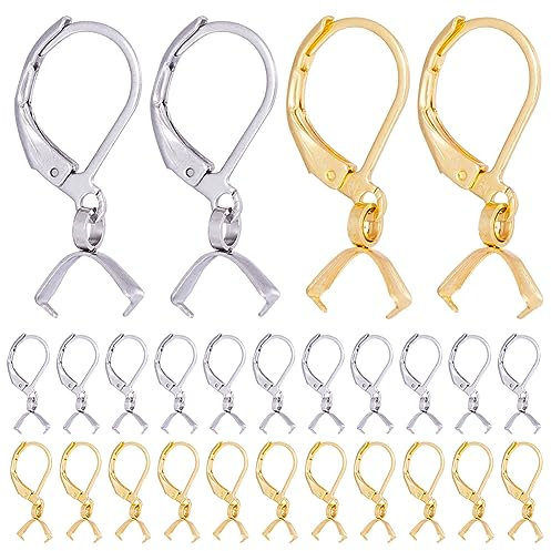SUNNYCLUE 1 Box 40 Stück Ohrring Leverbacks Leverback Ohrhaken 304 Edelstahl Leverback Ohrring Findings Frecch Ohrring Haken Earwire Leverbacks für Schmuck Machen Zubehör DIY baumeln Ohrringe