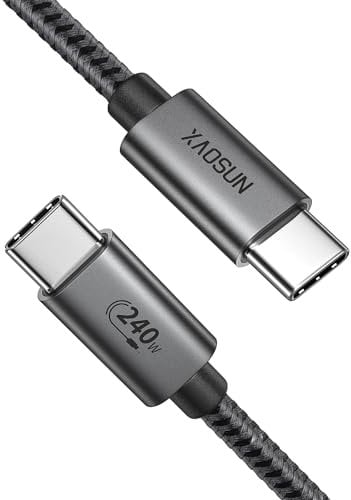 XAOSUN 240W USB C to USB C Cable, Type C Fast Charging Cable with E-Marker 3.1 Chip for iPhone 15 Plus Pro Max, MacBook Air Pro, iPad Air Pro, Samsung Galaxy S23+ Ultra, Pixel, Switch and More- 0.3M