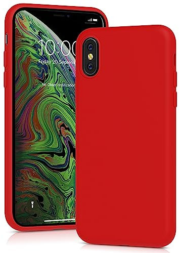 YATWIN für iPhone X Hülle, iPhone XS Hülle, Premium Silikon Handyhülle mit Kameraschutz, Seidig-Weicher Berühren Ultra Dünne Stoßfeste Kratzfeste Schutzhülle, Rot
