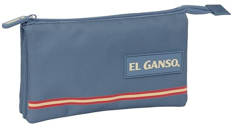 safta EL Ganso Basics Federmäppchen für Kinder, ideal für Kinder im Schulalter, bequem und vielseitig, Qualität und Widerstandsfähigkeit, 22 x 3 x 12 cm, Blau, blau, Estándar, Lässig