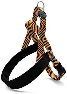 MORSO® Norwegisches Hundegeschirr, verstellbar, für kleine Hunde, gelb/orange und schwarz, Größe SM