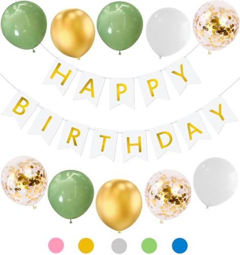 Geburtstagsdeko Grün Gold,Happy Birthday Deko,Deko Geburtstag Frau Mann,Happy birthday Girlande,birthday Decorations,Party deko geburtstag,Luftballons Geburtstag (Grün&Gold)
