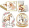 Bikasun Caballos Vajilla para Fiesta Caballos Juego de Vajilla para Fiesta Cumpleaños Platos Papel Servilletas Tazas para Decoración Cumpleaños Caballos 10 Invitados