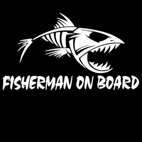 20cmx11.3cm Fisherman On Board Skillet Fishing Decal Car Truck Boat Bumper Window Sticker Black/Silver Car Bumper Toilet Refrigerator Wall Motorcycle Bicycle Decal Decorative Stickers