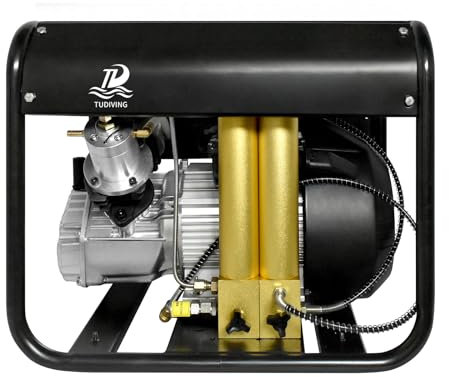 TUDIVING-4500Psi 300Bar Diving High Pressure Compressor CPC Air Compressor Built-in Two Stage Water-Oil Filter for Scuba Tank 220V (TXEDM042)