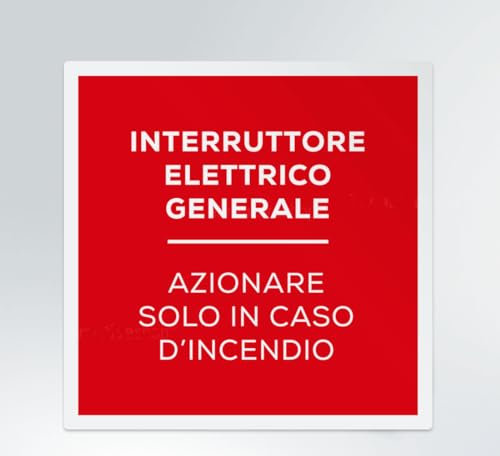 GLOBAL CARTELLO SEGNALETICO QUADRATO - Interruttore elettrico generale azionare in caso di incendio - segnale Adesivo, Pannello in Forex, Pannello In Alluminio (Pannello in Alluminio, 20 cm Lato)
