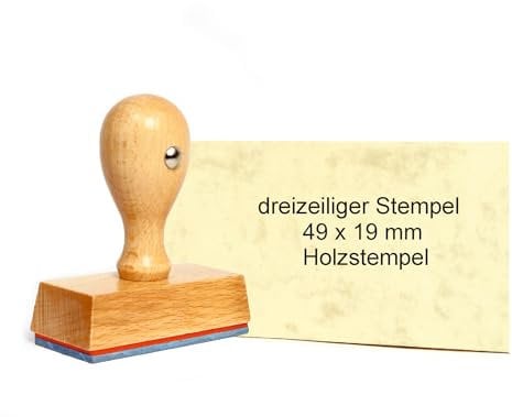 Dekolando Holzstempel Stempel personalisiert 1zeilig bis 6zeilig - Firmenstempel mit Wunschtext personalisieren - Namensstempel Adressstempel (3 Zeilen | 49 x 19 mm)