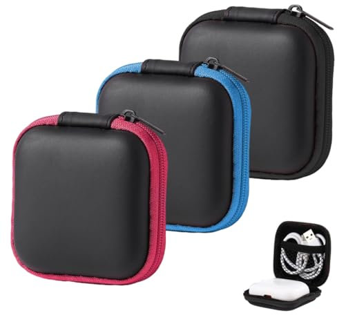 3 Stück In-Ear Kopfhörer Tasche - Schutzhülle für Earphones, MP3 Player, iPod Nano, Schlüssel, U Festplatte - Mini Etui Case Cover