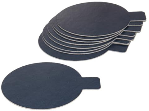 Demmler Dessertscheibe - Anzahl: 250 Stück - Form: Rund mit Lasche - Durchmesser: 8 cm - Farbe: Anthrazit/Schiefer - Unterlage für Mini-Cakeboards - leckere Desserts - Petit Fours - Made in Germany