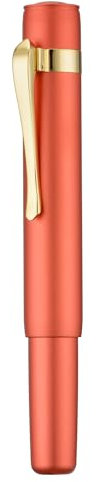 Hongdian M2 Black Forest Mini Fountain Pen, Medium Soft Golden Nib & Sleek Shape Aluminium Short Pocket Travel Pen (Orange Red)