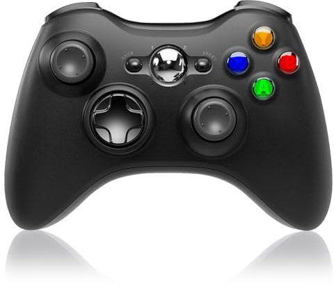 SWCTIM Wireless Controller for Xbox 360, 2.4GHZ Game Joystick Controller Gamepad for Xbox 360 & Slim Console and PC Windows 7/8/10,No Audio Jack,Black