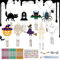 Feliciay 9 Stück Halloween Windspiel Set DIY Set Holz Deko Bastelset,Kinder Klangspiele Holzbastelset, Mitgebsel Kindergeburtstag,Kreativsets Basteln für Draußen Hängend Halloween Dekoration