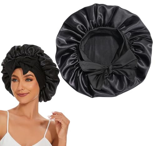 Cuffia Seta Capelli Ricci, 1 Pezzi Involucro di Seta per Capelli per Dormire, Cappello in raso capelli ricci regolabile cappello capelli ricci dormire, per Protezione dei Capelli Ricci Lunghi