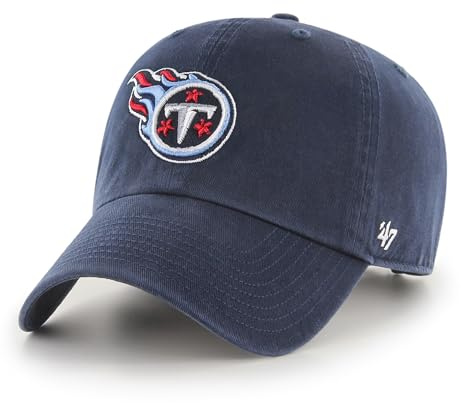 47 NFL Tennessee Titans Clean Up Unisex-Baseballkappe, Verstellbarer Riemenverschluss, Einheitsgröße, Team Logo, Farbe Navy Blau