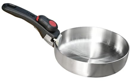 perfk Camping Cookware Camping Frying Pan Compact Stainless Steel Camping Skillet Campfire Cooking Pot for Hiking for Gas Stoves, Diameter 20cm