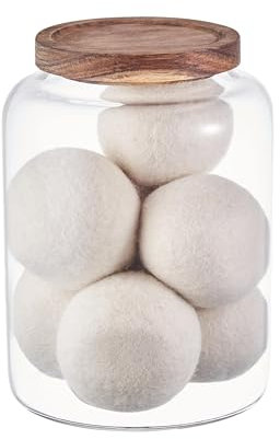 Eden & Willow Large Glass Storage Jar with Airtight Acacia Wooden Lid and | Borosilicate Glass Container for Kitchen Organisation (1, 2.5L)