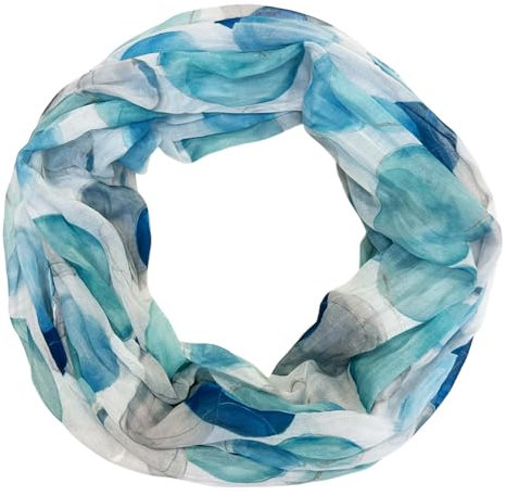 Jeamis Kreis Seide Loop Farbverlauf Frühling Rundschal Rainbow Unisex Sommer Leicht Schal Stola Dots (Kreis25B Blau)