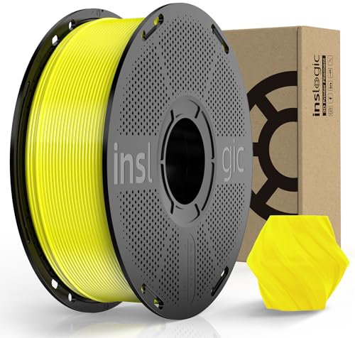Inslogic PLA Pro Filament 1.75mm vorgetrocknetes Filament Feuchtigkeitsbeständiges 3D Drucker Filament 1kg Spule, +/-0.02mm Genauigkeit, Kompatibel mit den meisten FDM Druckern (Gelb)​​
