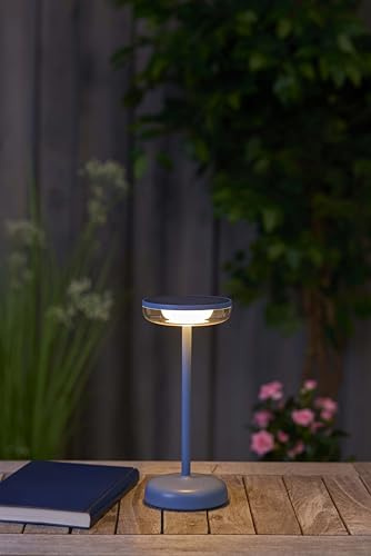 Northpoint LED Solar Tischlampe Tischleuchte mit Akku Cocktaillampe USB-C stufenlos dimmbar wetterfest Outdoor (2er-Set blau)