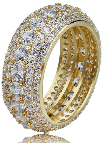 Jpltlvy Herren Hiphop CZ Ring 5-reihig Micro-Pave Design mutiges Statement Trendiges Schmuck Geschenk für das tägliche Outfit