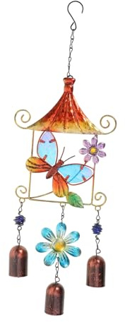 Cabilock Vintage Windspiel Metall Hängeglocke mit Glas Dekorativer und Leichter Windglockenanhänger für Garten und Terrasse als Stilvolle Wohnaccessoires