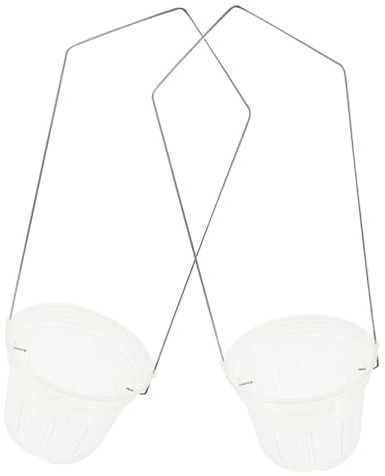 DECHOUS Hängender Orchideentopf 2 Satz aus Kunststoff mit Eisenhaken Weiß | Atmungsaktive Löcher, für Balkon und Wohnzimmer, Schlichtes Modernes Design