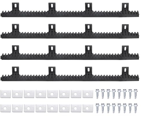 QUARKZMAN 4 Stück Nylon Zahnstange Insgesamt 13,2 Ft Gerade Zahnräder | Hochbelastbare, Verstärkte, Mit Montagezubehör, Für Schiebetürantriebe, Schiebetoröffner, Zahnstange