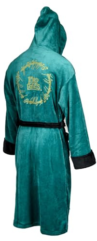 Herr der Ringe Bademantel - Elben-Design mit Kapuze - weicher Fleece Morgenmantel - HdR LOTR Geschenke für Herren Damen Erwachsene