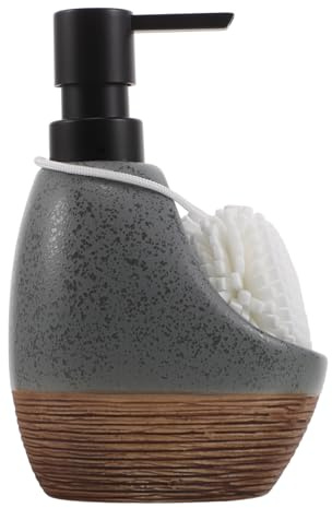 Homoyoyo Distributeur de Savonnette en Céramique Gris pour Gel et Détergent Pompe Anti-Goutte Rechargeable Flacon Pompe pour Salle de Bain et Évier Cuisine Organisateur de Comptoir