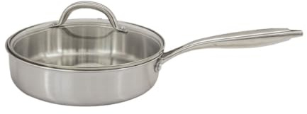 Fackelmann Sauteuse Triply Inox 18/10 24 cm avec Couvercle Verre | Cuisson homogène, Acier inox 18 10, Ø 24 cm, Bords hauts 6,5 cm, Tous feux induction four, Sans PFAS