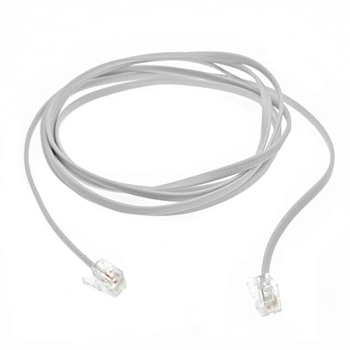 JZK 2M langes weißes RJ11-Kabel, Hochgeschwindigkeits-Telefonleitung, Internetkabel, DSL-Breitbandkabel, Telefonverlängerungskabel, für ADSL, Modem, Festnetztelefon, Router