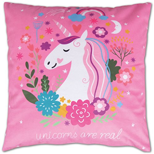 Bestlivings Kissenbezug Fotodruck Motiv in 40x40 cm, Flauschig weiche Kissenhülle, Bezug mit Reißverschluss in vielen Motiven erhältlich (Design: Einhorn Pink)
