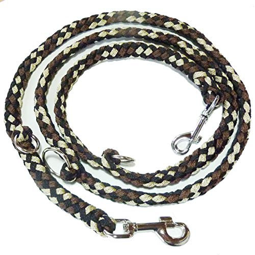Activity4Dogs Geflochtene Hundeleine für größere und große Hunde bis 60 kg | 2m lang | 3-Fach verstellbare Führleine | Durchmesser 15mm | braun-schwarz-weiß | Made in Germany