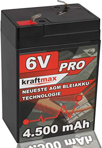 Kraftmax Industrial Pro Bleiakku [ 6V / 4,5Ah ] AGM Hochleistungs- Blei Akku der Neusten Generation