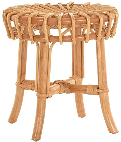 Korb-Outlet Gestäbter Hocker/Rattanhocker Rund/Beistell-Hocker/Fußhocker/Schemel (Honig - Hell)
