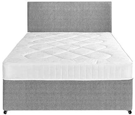Perfect Sleep 4FT6 Double Fabric Divan Bed set Including Medium feel Mattress And Matching Headboard