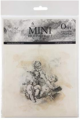 ITD Collection - Mini Reispapier Kreatives Set 14,8 x 14,8 cm (6 Blätter), Decoupage Reispapiere für Scrapbooking und Basteln, Mehrfarbig. (RSM010), Vintage Angels II