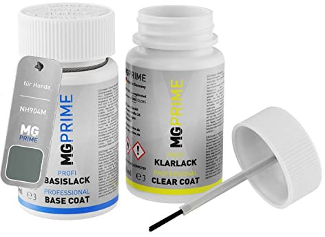 MG PRIME Autolack Lackstift Set für Honda NH904M Meteoroid Gray Metallic/Meteor Grey Metallic Basislack Klarlack je 50ml