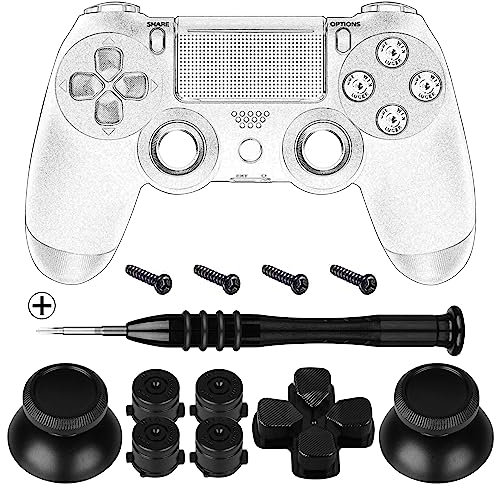 GEEKRIA Ersatz Joystick Reparaturset, Metalltasten für DualShock 4, Controller Reparatursets mit Werkzeug für Playstation 5, Playstation 4, PS4 Slim, PS4 Pro, CUH-ZCT2 Controller (Schwarz)