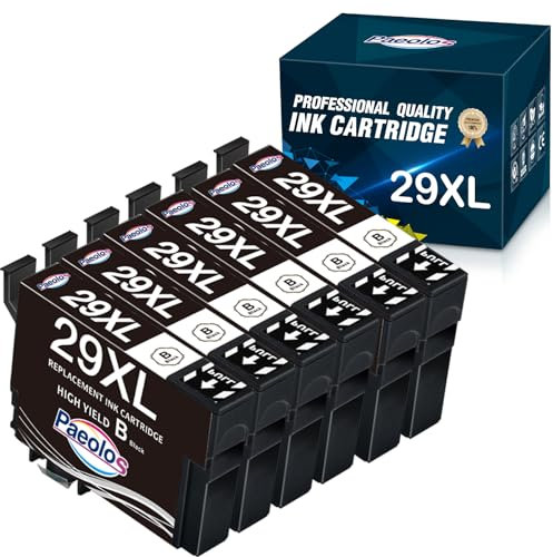 Paeolos 29XL Kompatibel mit Epson 29 XL Multipack Schwarz druckerpatronen Expression Home XP-342 XP-352 XP-245 XP-332 XP-235 XP-335 XP-432 XP-435 XP-442 XP-345 XP-247 XP-445 XP342, 6-Pack