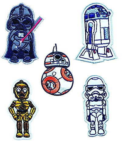 Octory Star Wars Iron On Patches for Clothing Saw On/Iron On Embroidered Patch Applique for Jeans, Hats, Bags (Full Set (5Pcs))
