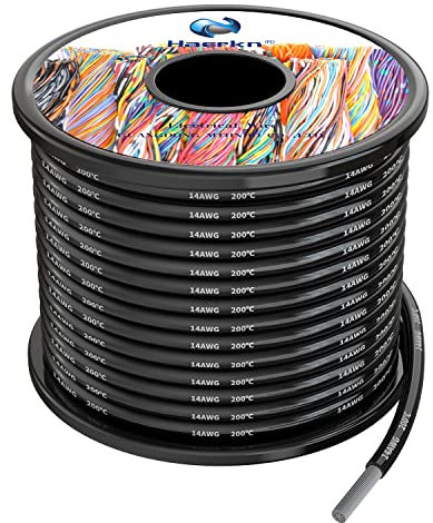 2.0mm² 14awg Silicone Electrical Wire Cable Black 10Meters 14 Gauge Hookup Wires kit Stranded Tinned Copper Wire Flexible and Soft High Temperature Resistance