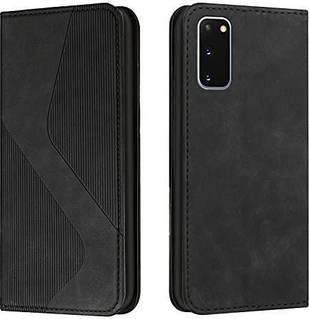 Mo-Somnus Kompatibel mit Samsung Galaxy S20 Hülle, Schutzhülle Samsung S20, Magnet PU Leder Tasche Flip Handyhülle Samsung S20, Klappbar Kartenfächer Samsung S20 Brieftasche Klapphülle (Schwarz)