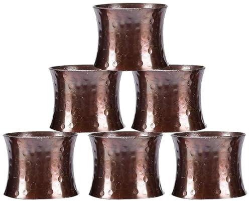 SKAVIJ Handgemachte Gehämmert Serviettenringe 6Er Set für die Abendessen, Party, Tägliche, Esstisch Dekoration Antiquität