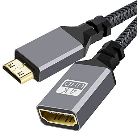 cablecc 4K Type-C Mini HDMI 1.4 Male to HDMI Female Extension Cable for DV MP4 Camera DC Laptop